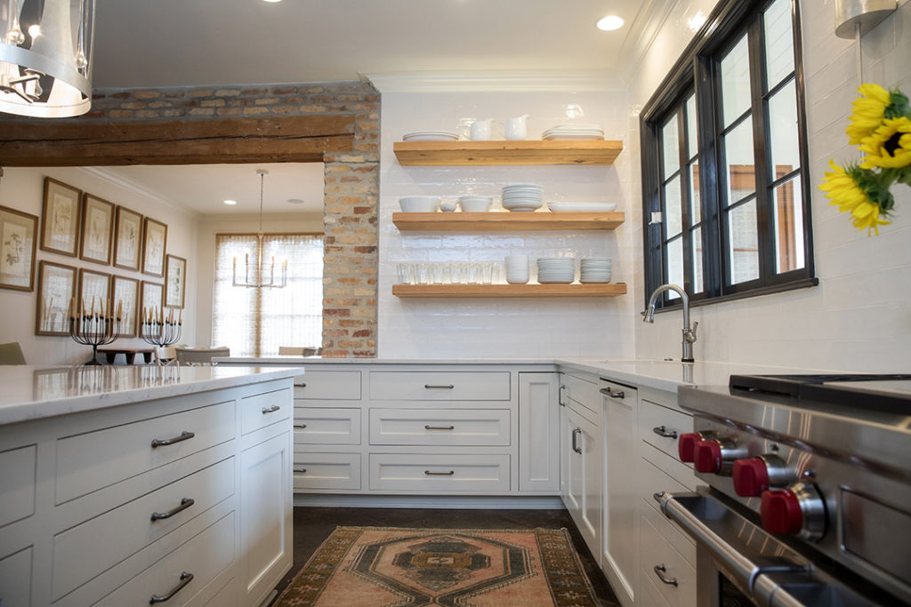 kitchen light floating shelves